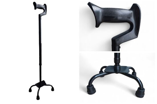 Četru kāju spieķis ar rokturi(kvadripods), regulējams, 66–88 cm